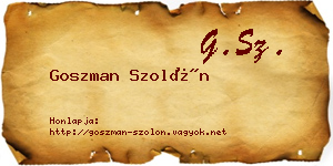 Goszman Szolón névjegykártya